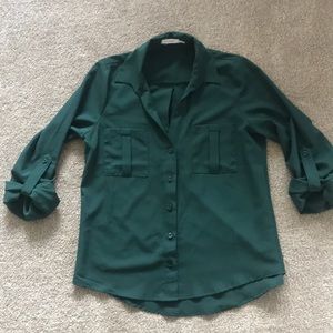 Green button up blouse
